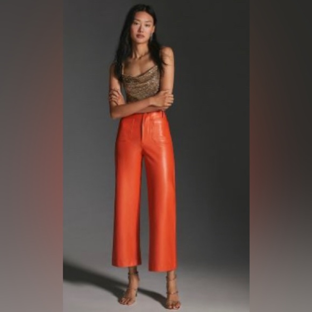 Anthropologie Orange Cropped Pants